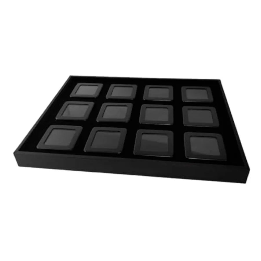Premium Jewelry Display Tray Organizer - Metal Storage Box with Anti-Scratch Black and White Velvet Cushion Medium Size 2.2 x 2