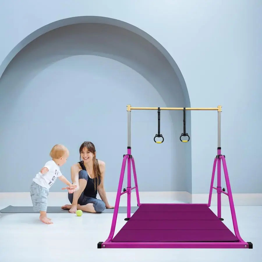 Gymnastics Bar for Kids, Adjustable Height 35ft, 330lbs Weight Capacity, Professional Junior Training Equipment for Home, Ideal