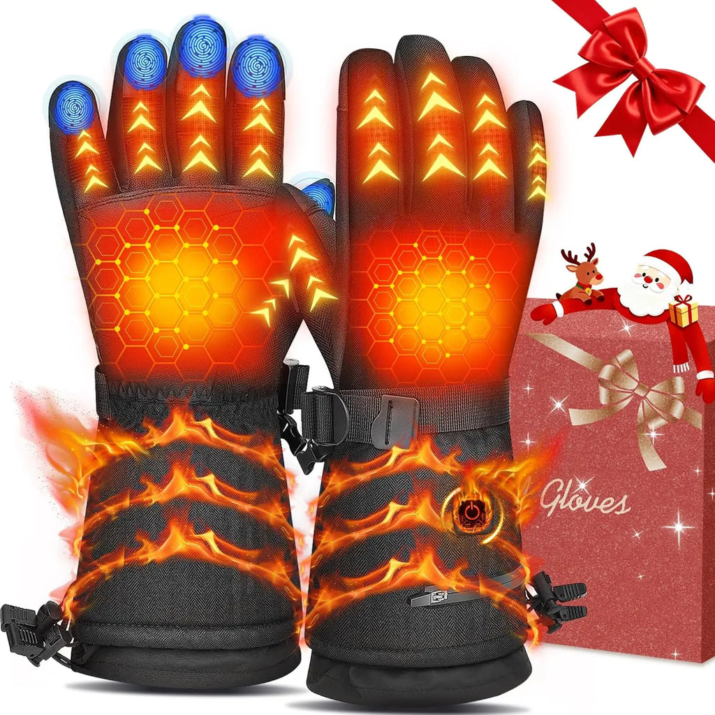 Heated Gloves for Men Women, 7.4V Rechargeable Electric Gloves, Touchscreen Waterproof Winter Ski Hunting Hiking Gloves