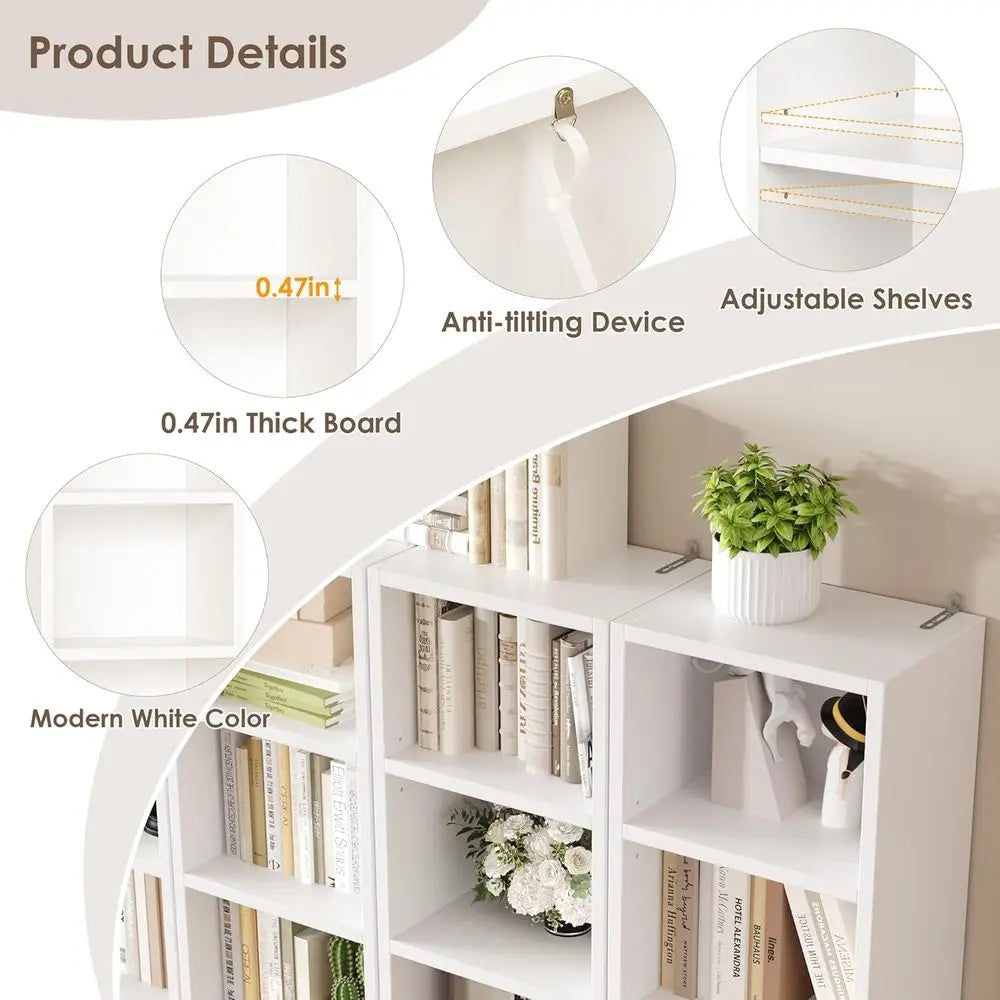 8-Tier Media Tower Rack, 11.6 X 9.3 X 70.9 Inches CD DVD Slim Storage Cabinet with Adjustable Shelves, Tall Narrow Bookcase Disp