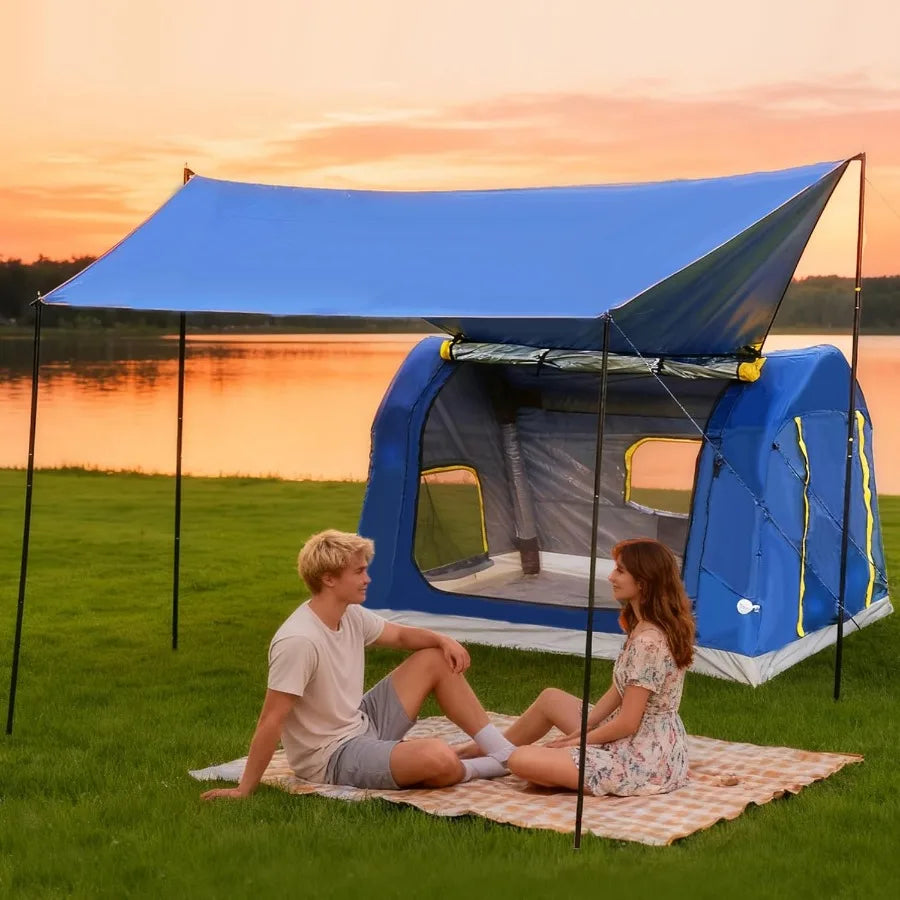 24 Person Inflatable Camping Tent 60 Second Setup 4 Season Waterproof PU3000 Ox All Weather Tent for Romantic Dates Fall Winter