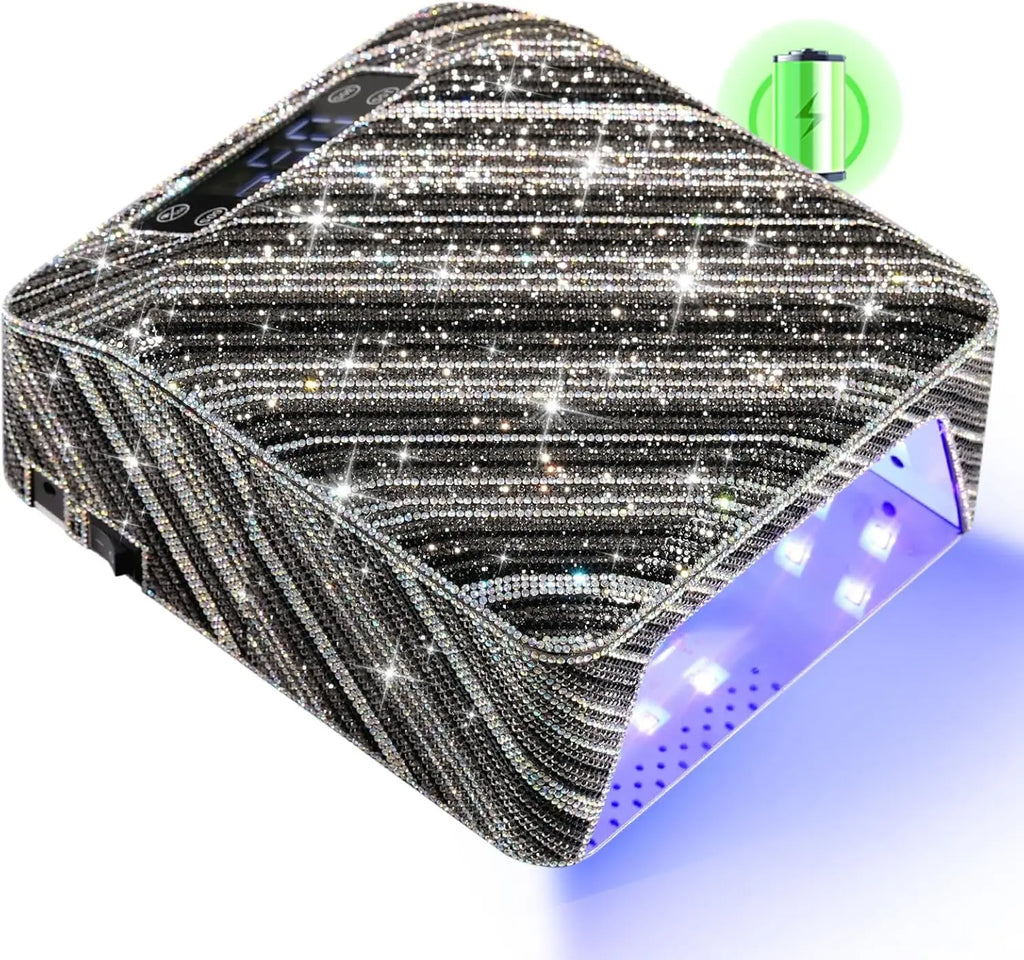 Rechargeable UV Nail Lamp, LED Gel Polish Dryer with Timer & Auto Sensor, Zebra Diamond Design