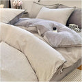 Warm Duvet Cover Set Breathable Winter Bedding with Zipper Closure 4 Pieces Gray Comforter Set for 1.5M Bed Fitted Sheet Pillow