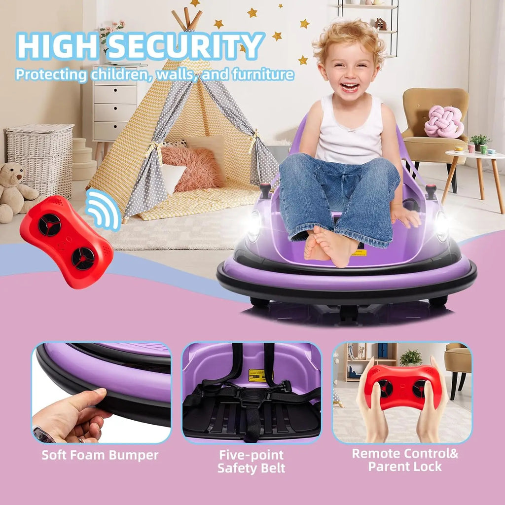 12V Bumper Car for Kids Bumper Car for Toddlers W/Remote Control Electric Ride On Car with LED Lights & 360 Degree Spin
