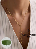 Custom Y-Shape Name Necklace with 1-12 Letters, Gold Plated Personalized Jewelry for Women