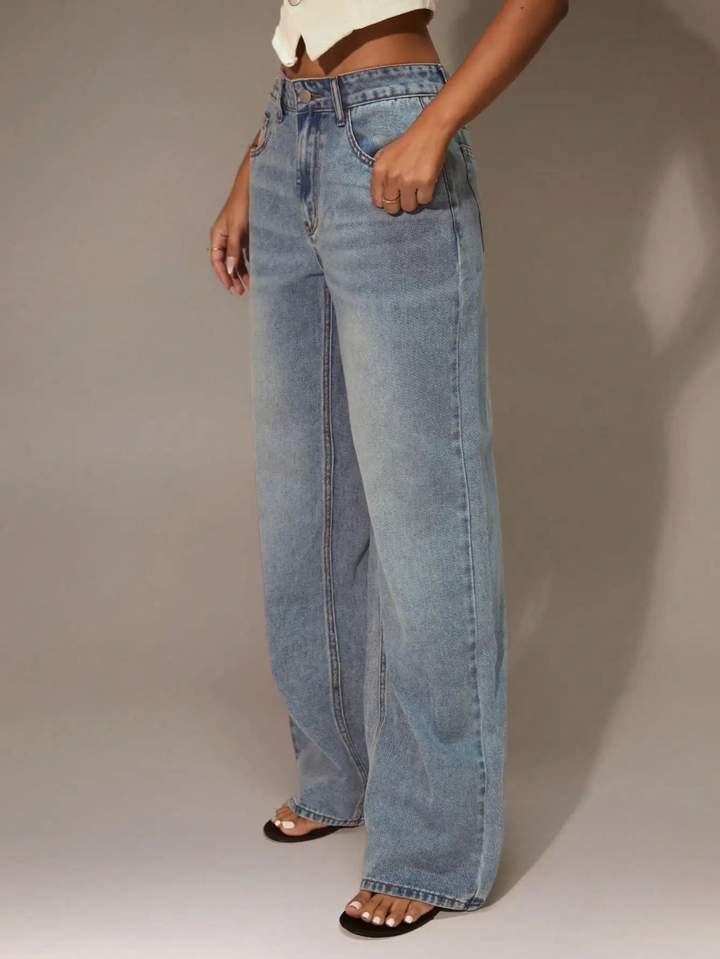 Women's High Waist Wide Leg Denim Jeans - Casual Y2K Style for Streetwear & Going Out