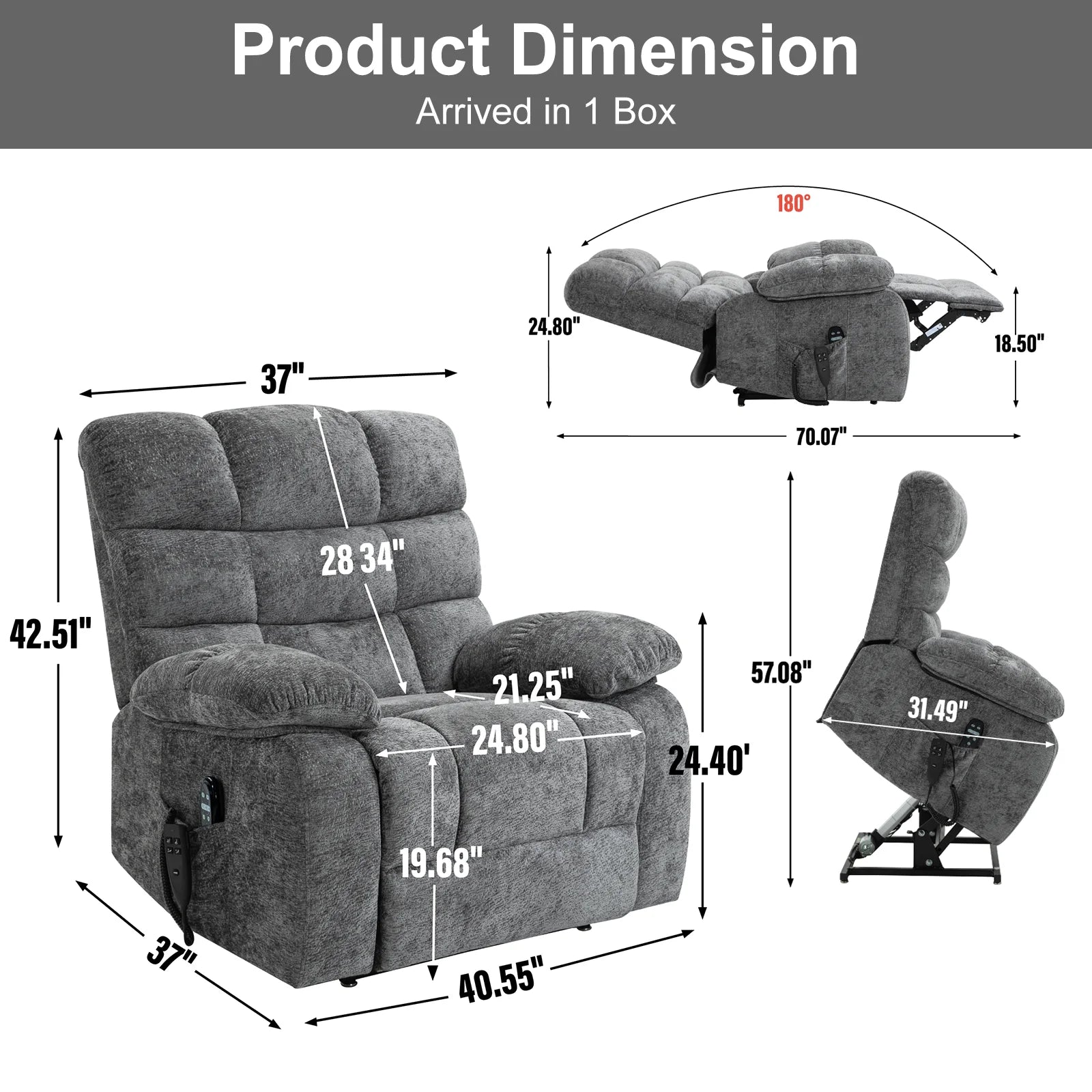 Redlife Oversized Recliner Chair with Heat and Massage, Power Lift Recliner Chair for Elderly Large Electric Recliners for Adult