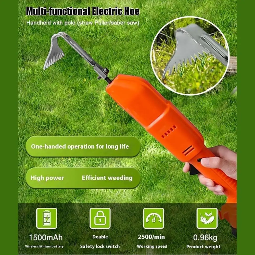 Telescopic Electric Cultivator with Rechargeable Lithium Battery, 2-in-1 Garden Tool for Soil Loosening and Weed Removal