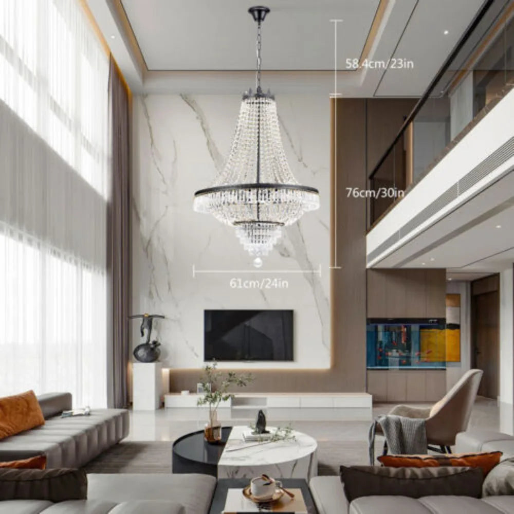 Bymaocar Modern 9-light Hanging Crystal Chandelier Luxury Design Pendant Lamp Indoor Lighting Durable & Anti-corrosion No-fading