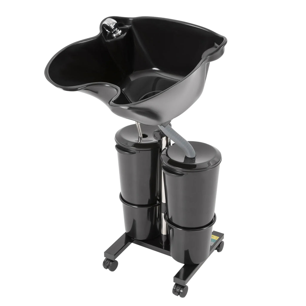 Portable Shampoo Sink Dual Bucket 10L Electric Pump, Height Adjustable Hair Wash Basin with Wheels for Salon Home Care
