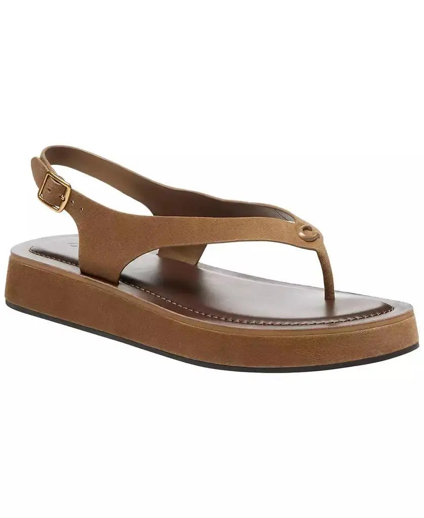 COACH | Women's Sculpted C Platform Suede Round Toe Thong Sandals
