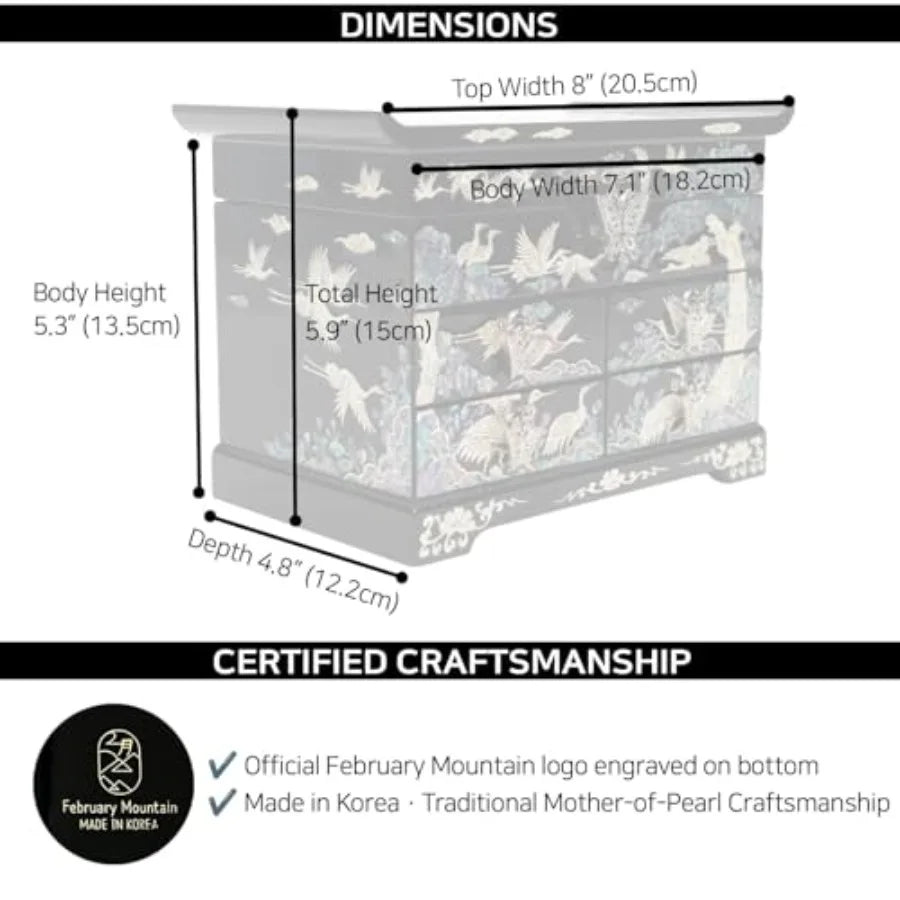 Mother of Pearl Wooden Jewelry Organizer Box Jewelry Storage Box for Women Features Spacious Drawers Ideal for Rings Bracelets