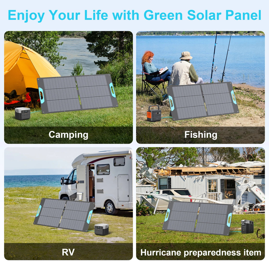 E-POWO 100W / 200W Portable Solar Panel, IP67 Waterproof Foldable Solar Panel Power Backup, Solar Charger for Power Station RV