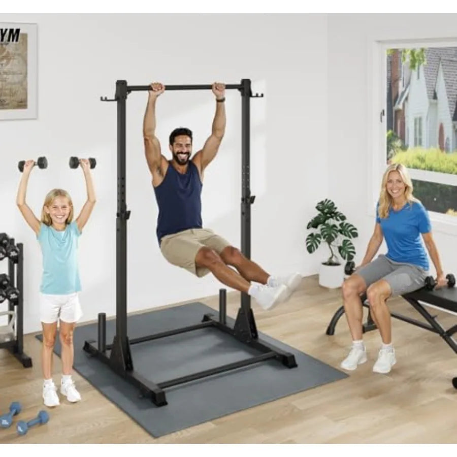 Freestanding Pull Up Bar Stand for Home Gym Outdoor Indoor Strength Training with Adjustable Dip Bars 600lbs Capacity Black