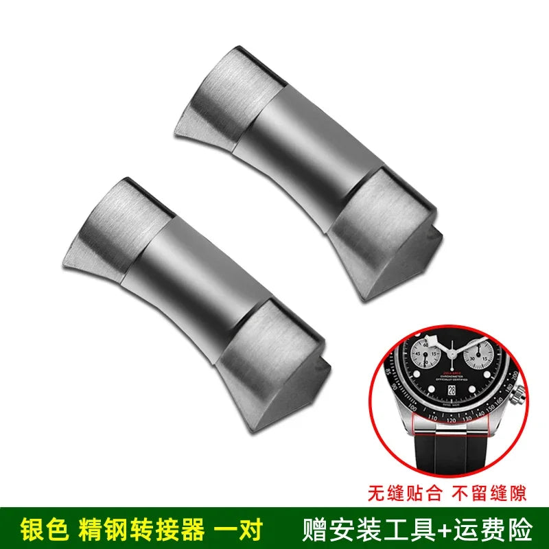 Seamless Metal End Link Curved End Rubber Watchband Accessories For TUDOR M79030N Strap 39mm 41mm Black Bay GMT Slider Buckle