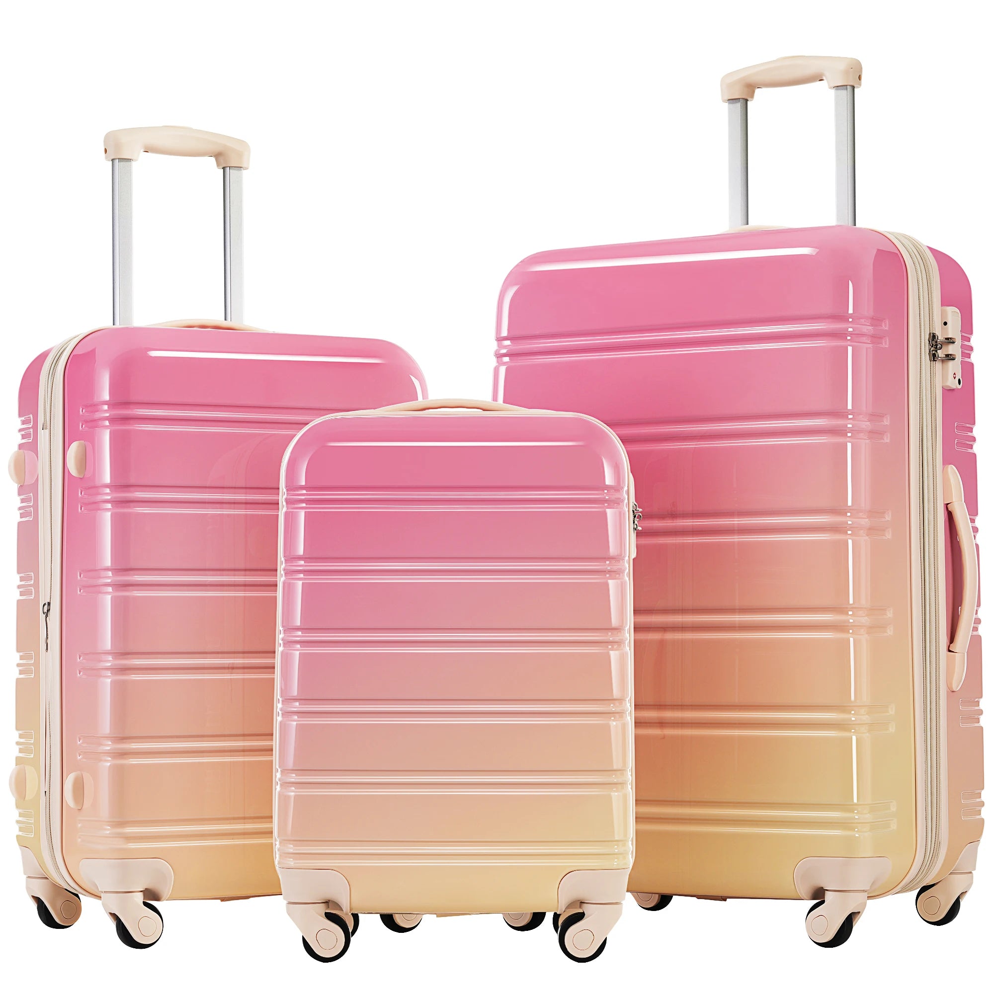 Hardshell Luggage Sets 3 Piece Gradient Color Expandable Suitcase with Spinner Wheels and TSA Lock Lightweight 20" 24" 28"