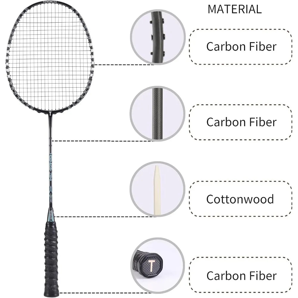 Professional Badminton Rackets Set of 4 Sports Outdoor Backyard or Indoor Badminton Game Set with Shuttlecocks