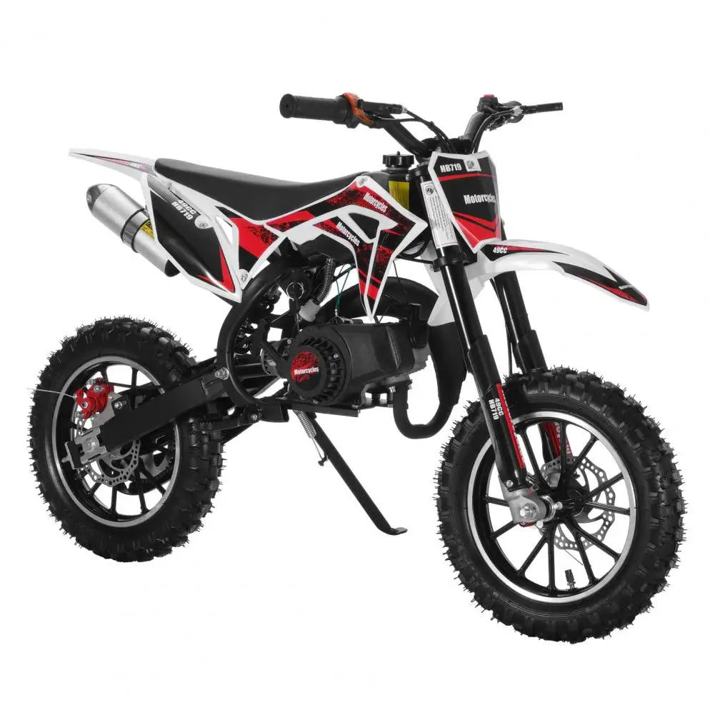 49cc 2-Stroke Kids Dirt Bike Gas Power Motocross, Off Road Mini Motorcycle Children Pocket Motorbike with Front Rear Disc Brakes