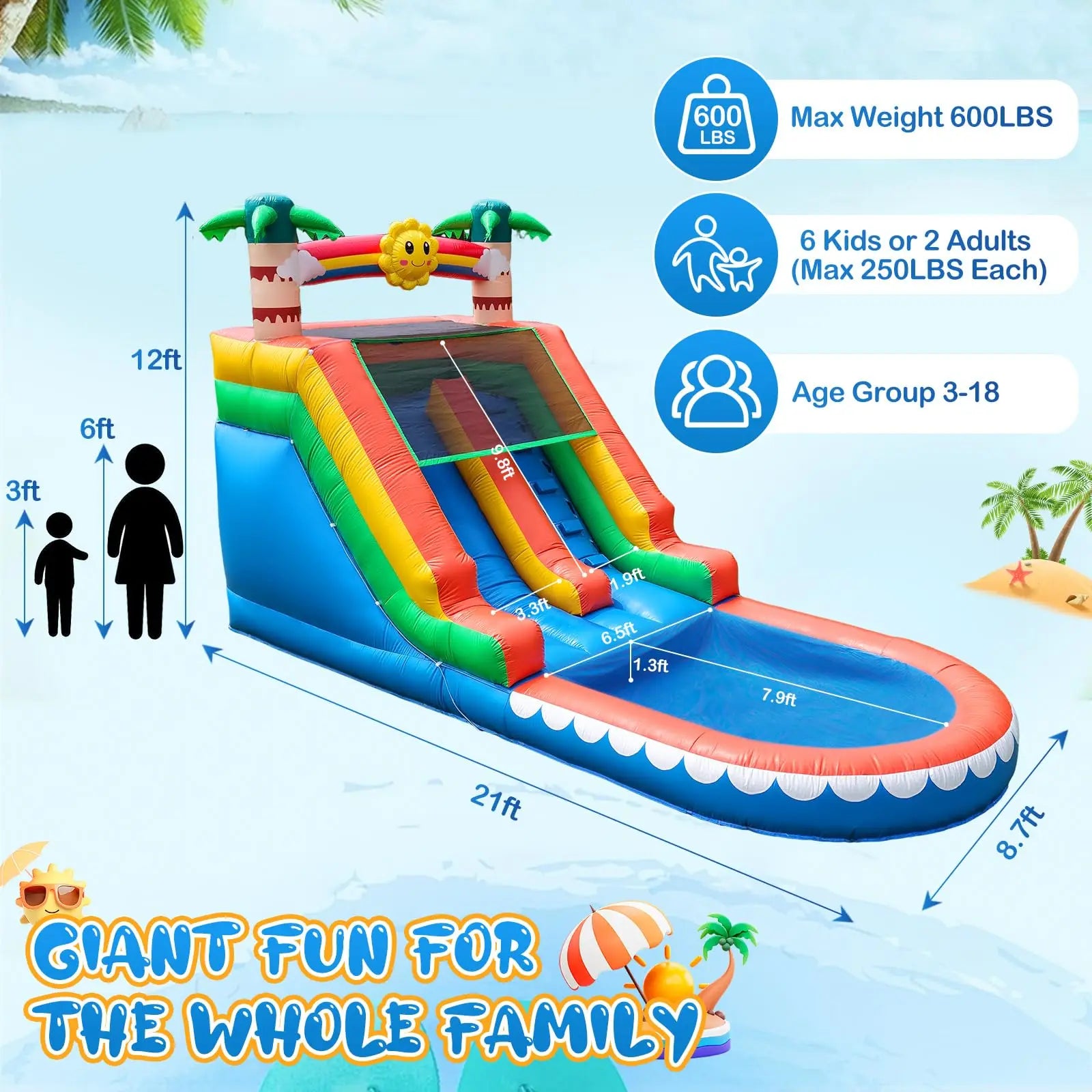 NAIRBAG Giant Commercial Pvc Inflatable Castle Bounce House Water Slide For Kids Party Children's Playground Water Game Wet Slid
