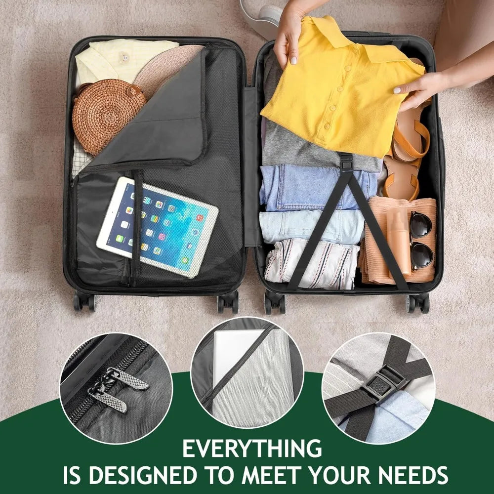 3-Piece Luggage Set Travel Lightweight Suitcases with Rolling Wheels, TSA lock & Moulded Corner, Carry on Luggages for Business