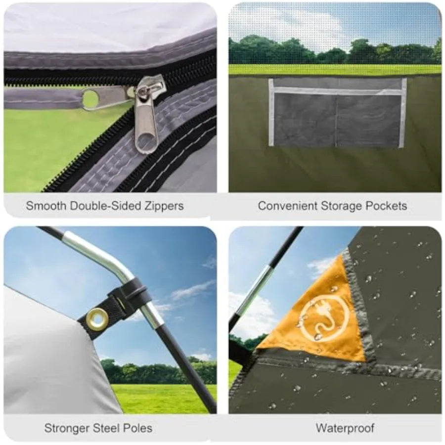 Tents for Camping 4 Person Tent Waterproof Windproof Double Layer Camping Tent Easy Setup Dome Tent with Large Mesh Windows and