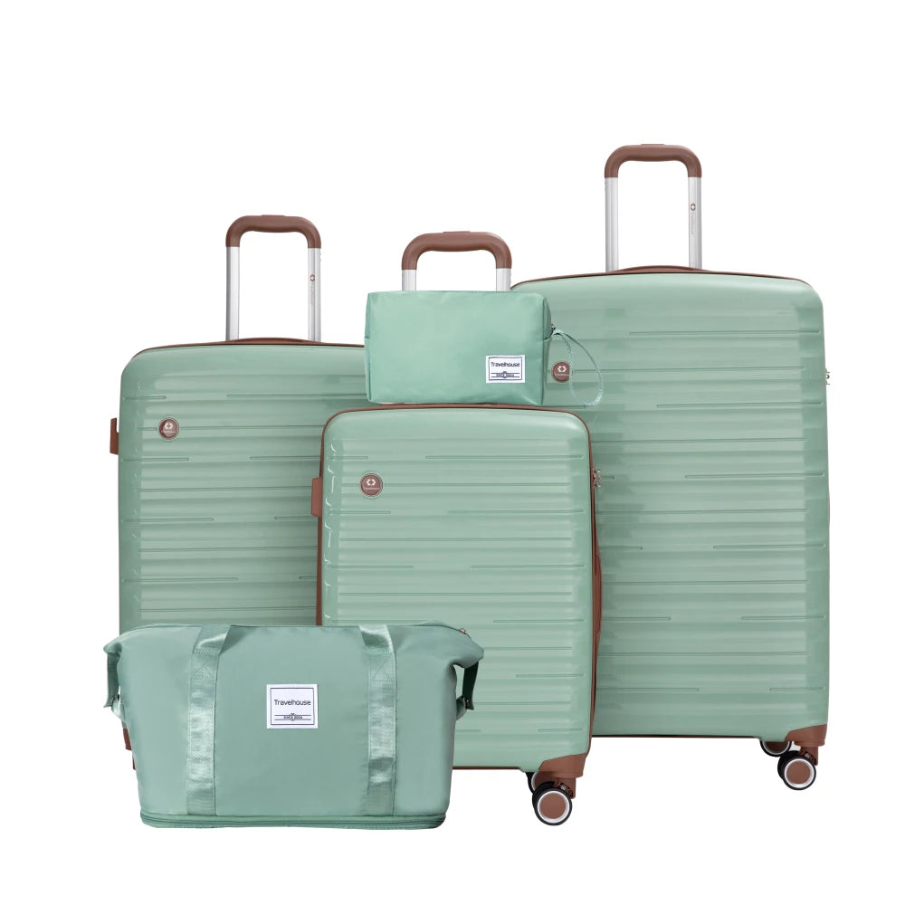 5-Piece Set (20"24"28 +a travel bag and a toiletry bag) ,PP Hardshell Carry on Luggage Set with TSA Lock Carry