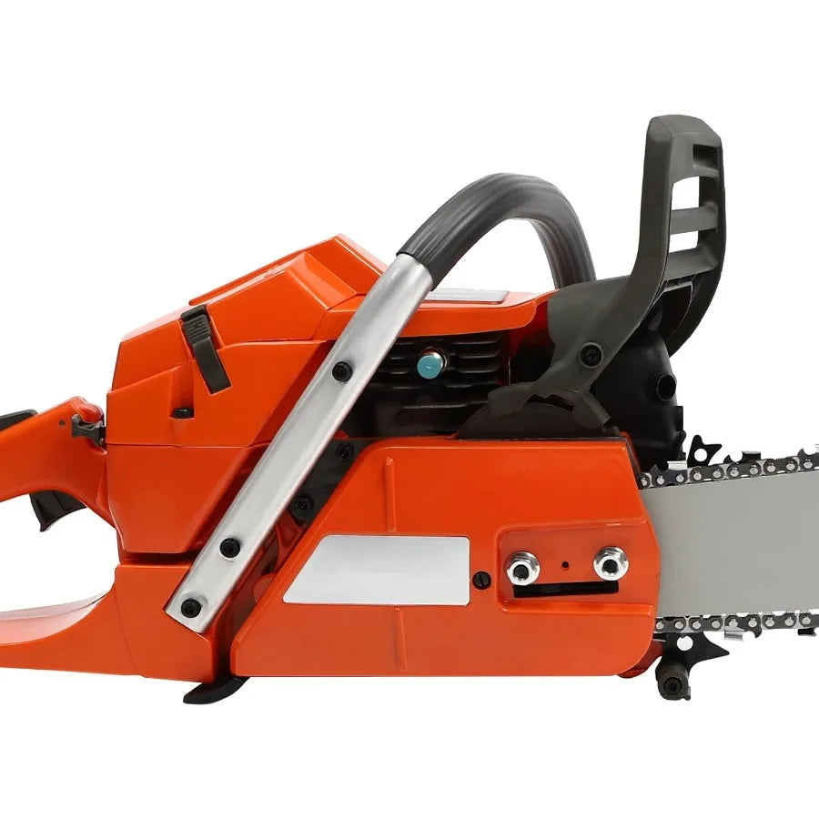 24Inch 65CC 2-Stroke Gas Chainsaw 3.4KW Single Cylinder Gasoline Powered Chainsaw with Hand Pull Start for Forest Wood Garden a