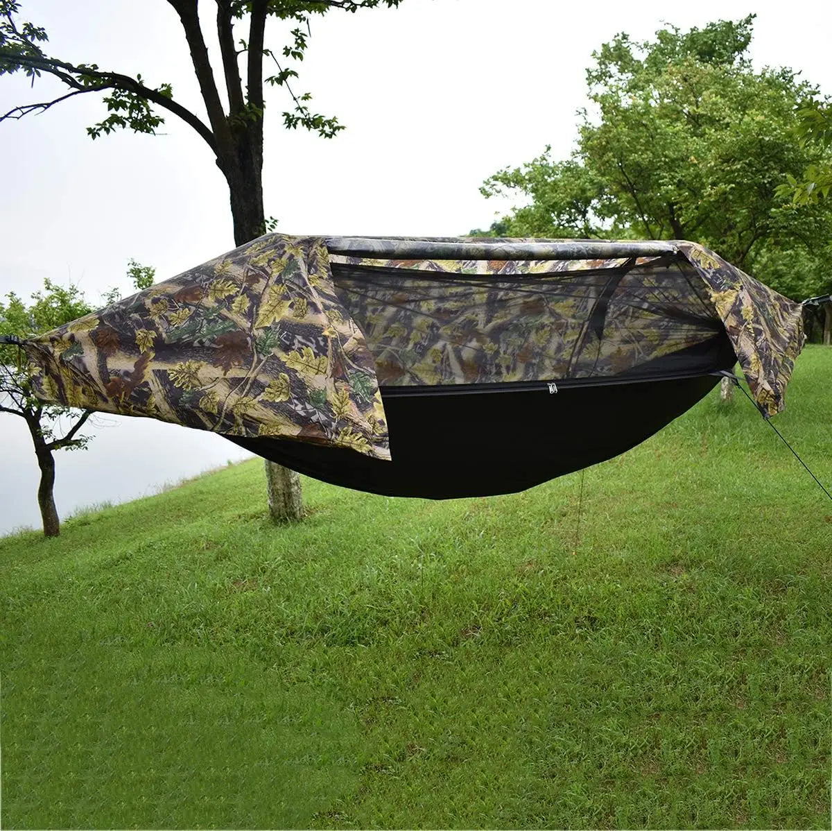 3-in-1 Camping Hammock with Mosquito Net and Rain Fly Cover, Supports 440lbs Load for Outdoor Adventures