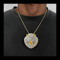 Purely Handmade Custom Hip-hop Pop Pendant, Copper Inlaid Zircon Personalized Trend Big Lion Head Necklace