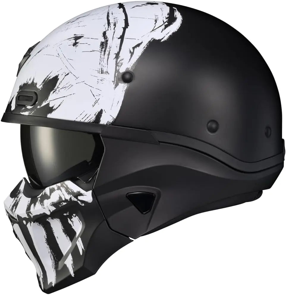 Covert X Open Face Half Shell 3/4 Mode Motorcycle Helmet Comm Ready Speaker Pockets DOT