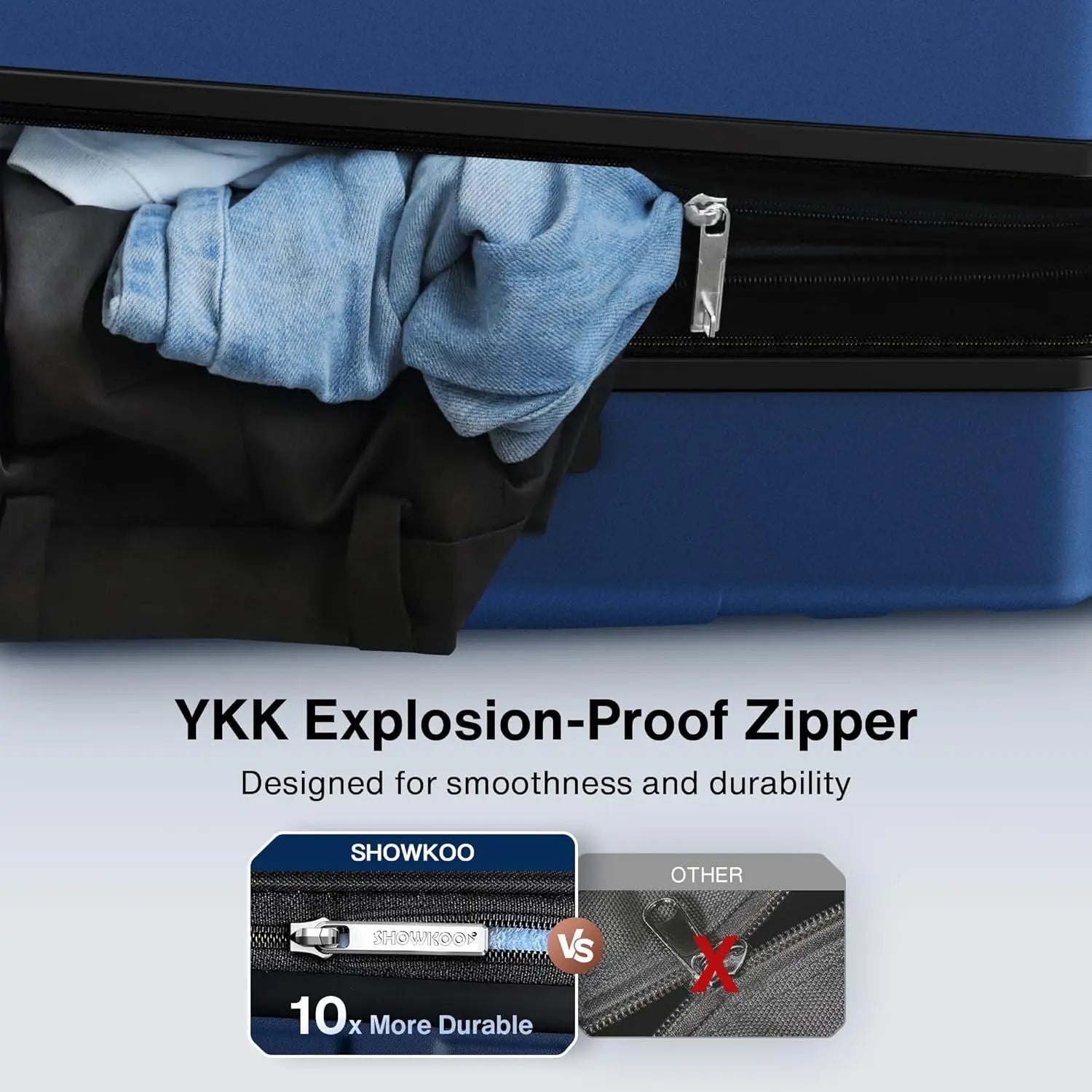 Luggage Sets 3 Piece Hardside Expandable Lightweight PC Suitcase Sets with Double Spinner Wheels TSA Lock, Sea Blue