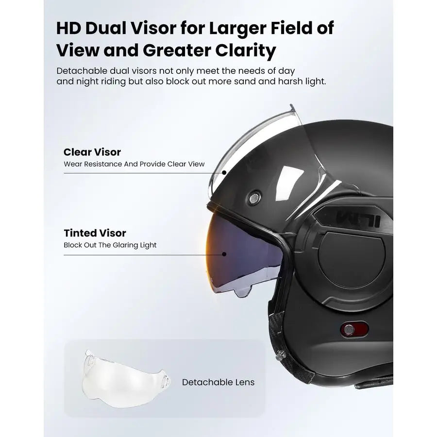 Vintage Full Face Modular Motorcycle Helmet for Adults Men ATV UTV Snowmobile with 180 Reversible Chin Guard DOT ModelB707Matte