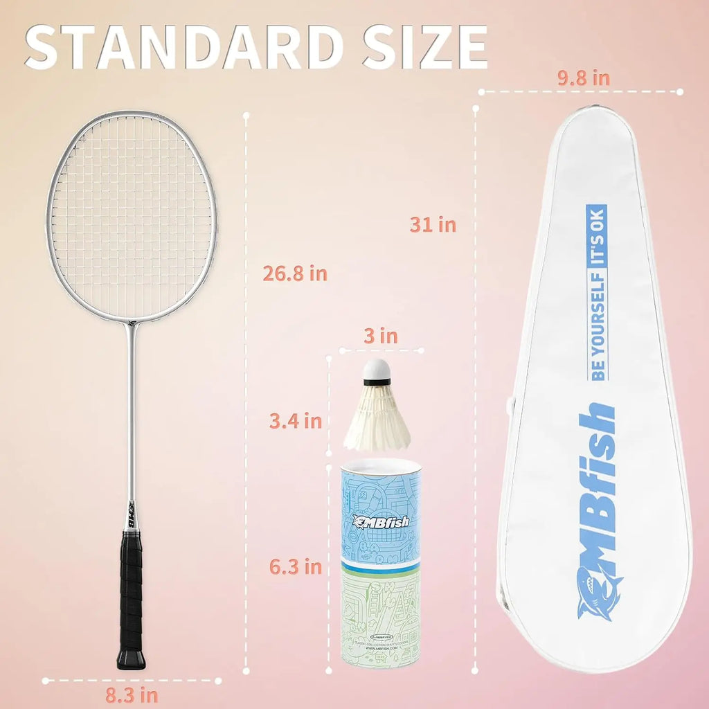 Carbon Fiber Badminton Racket Set with 2 Racquets, Shuttlecocks, Grip Tapes, and Bags for Outdoor and Gym Use