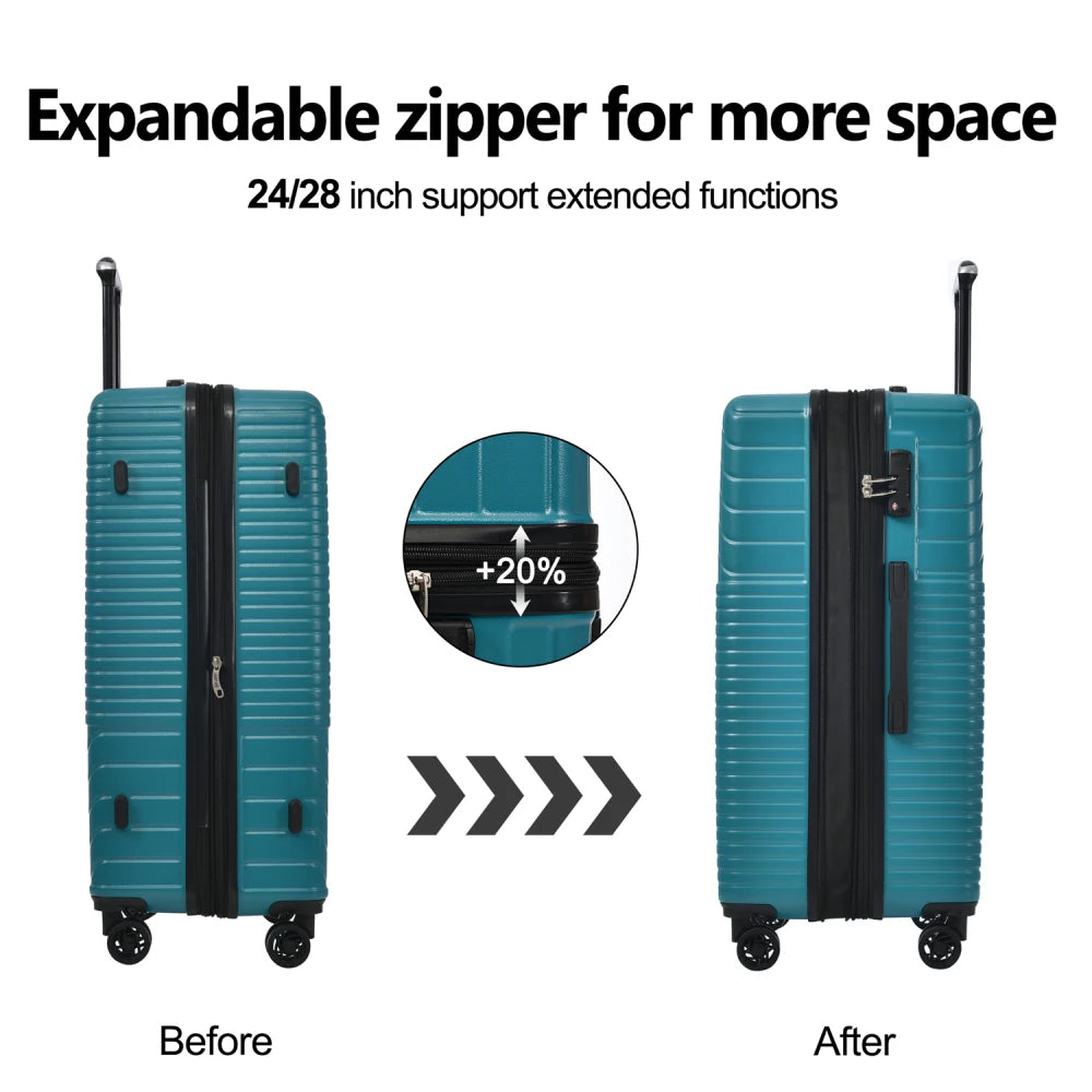 Hardshell Luggage Sets 3 Piece Double Spinner 8 Wheels Suitcase with TSA Lock Lightweight 20''24''28''