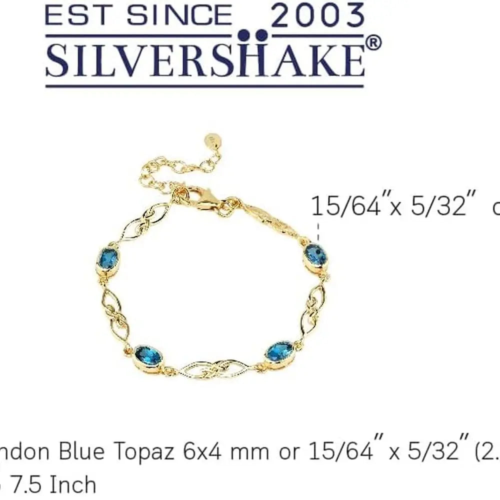 Sterling Silver Celtic Knot Bracelet with Birthstone, Adjustable 7.25-8.75 for Women in White or Yellow Gold Plated