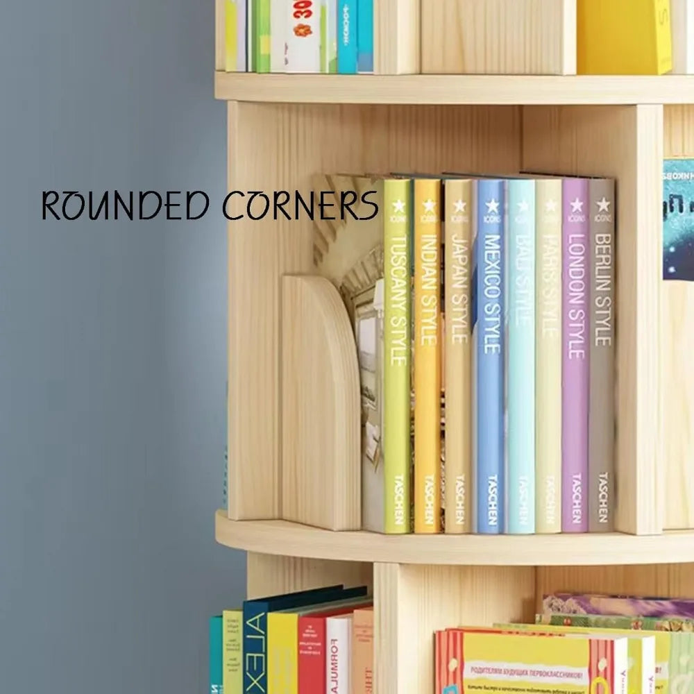 360° Rotating Bookshelf Tower,6-Layer Revolving Bookcase Storage Rack,Floor-Standing Wooden CD Rack for Small Space for Bedrooms