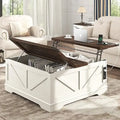 40” Large Farmhouse Lift Top Coffee Table with Power Outlets and Large Hidden Storage, Square Wood Living Room Tables, Multi-Fun