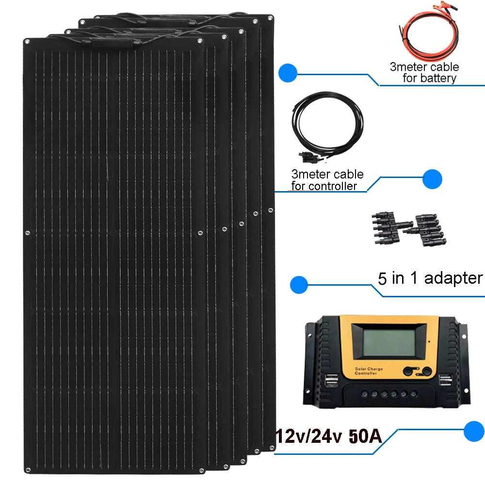Flexible solar panel Battery Charger Size 105cmx40cm ,1pcs -10 pcs 80W, 160W 240w 360W 400W - 800W Different combinations module