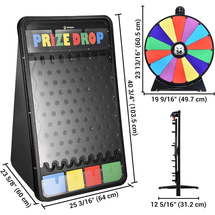 20 Prize Wheel 41x25 Drop Board Foldable Stand Disk Spinning Wheel Fortune Game for Pub Party Trade Show Carnival Metal Red