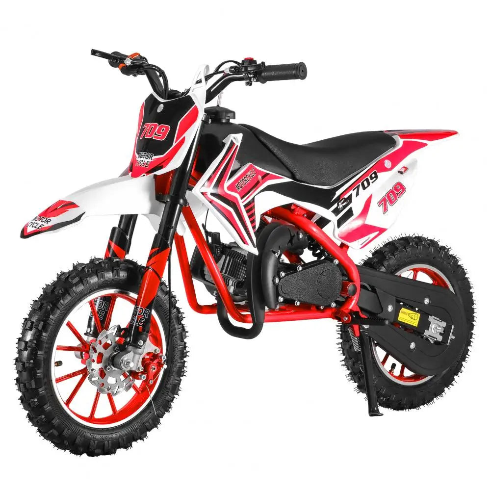 49cc 2-Stroke Kids Dirt Bike Gas Power Motocross Moto Bikes Child Vehicle Motorcycle Racing Max Speed 30KM/H (Red)