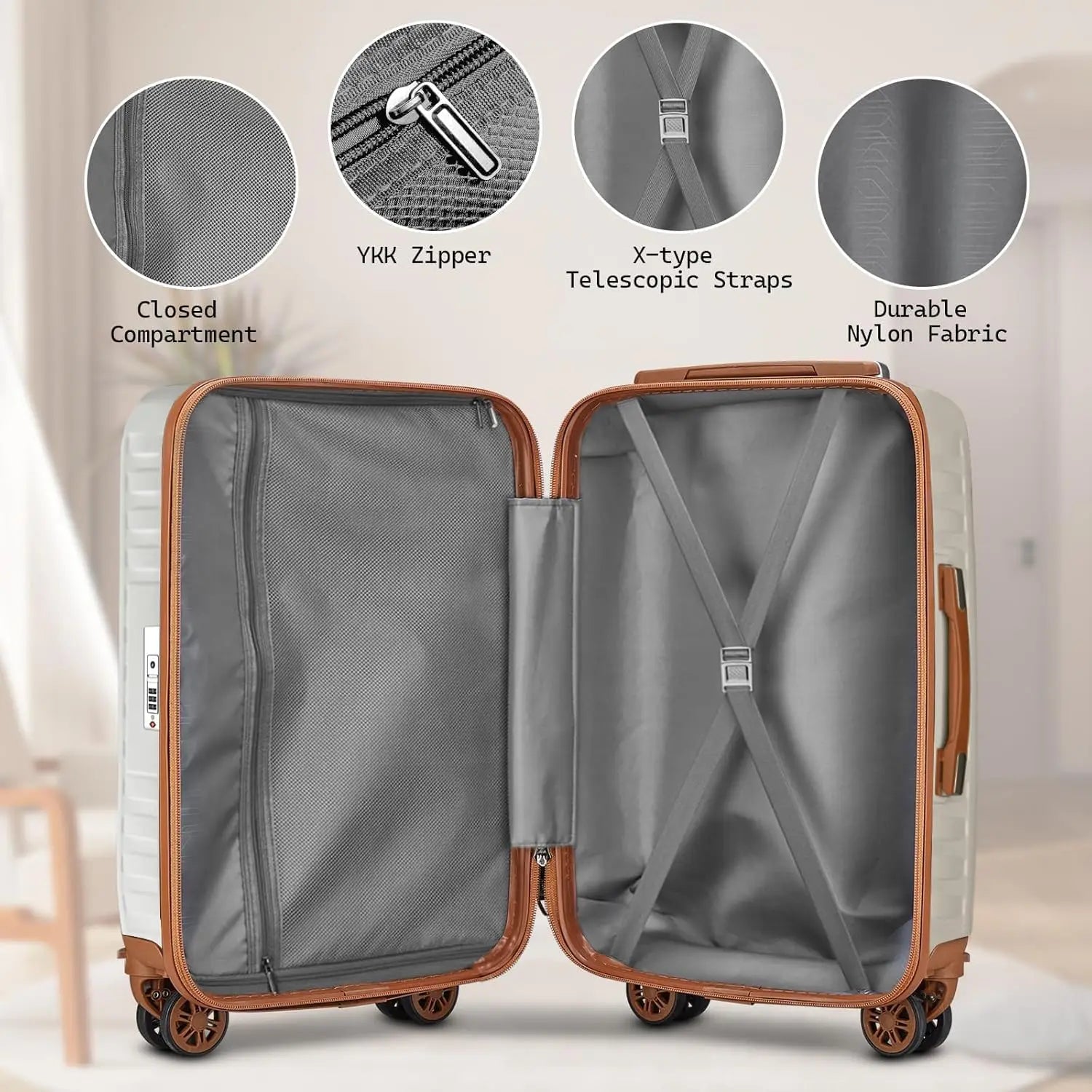 Melalenia 3-Piece Travel Luggage Set, Lightweight Durable Suitcase, TSA Lock, Spinner Wheels