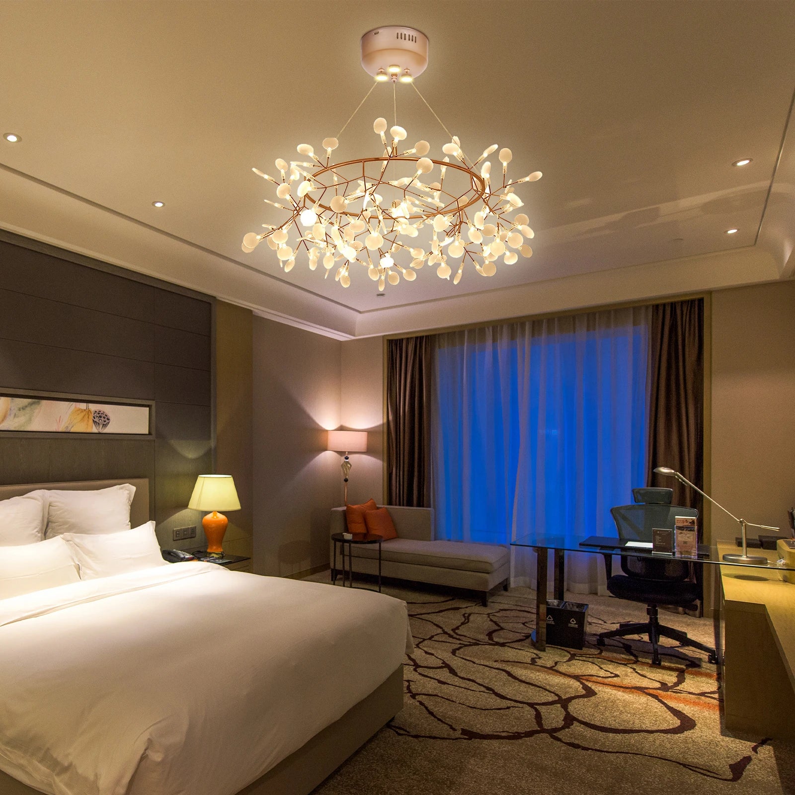 135 Heads Firefly Chandelier Pendant Lighting Fixture Ceiling Light，LED Acrylic Tree Branch Pendant Hanging Lamp, Bulb Included