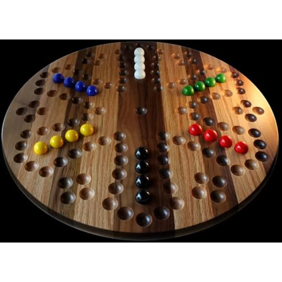 Chinese Checkers and Irk/Aggravation Combo Game Board in Subtle Stripes with Multi-Color Design for Indoor Family Entertainment