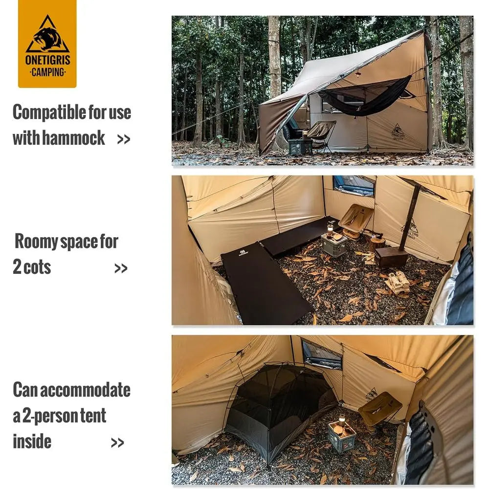 Large 4-Person COZSHACK Tent with Stove Jack, Windproof and Waterproof for Wood Stove Camping, Ideal for Bushcraft, Travel, and