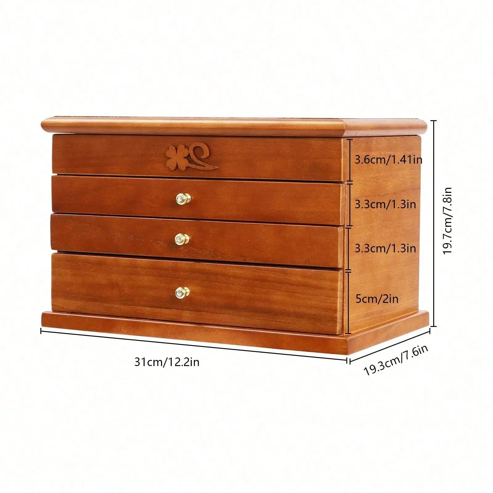 Wooden Jewelry Box For Women W/Mirror, Drawers, Jewelry Storage Organizer Jewelry Wooden Box 31*19.3*19.7cm/12.2*7.6*7.8in