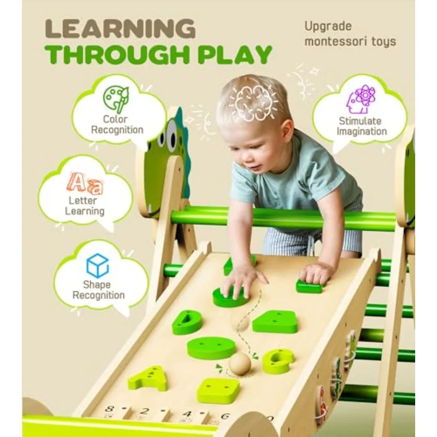 Philnas Pikler Triangle Set 11-in-1 Montessori Climbing Toy for Toddlers Foldable Wooden Indoor Jungle Gym Playground Climber f