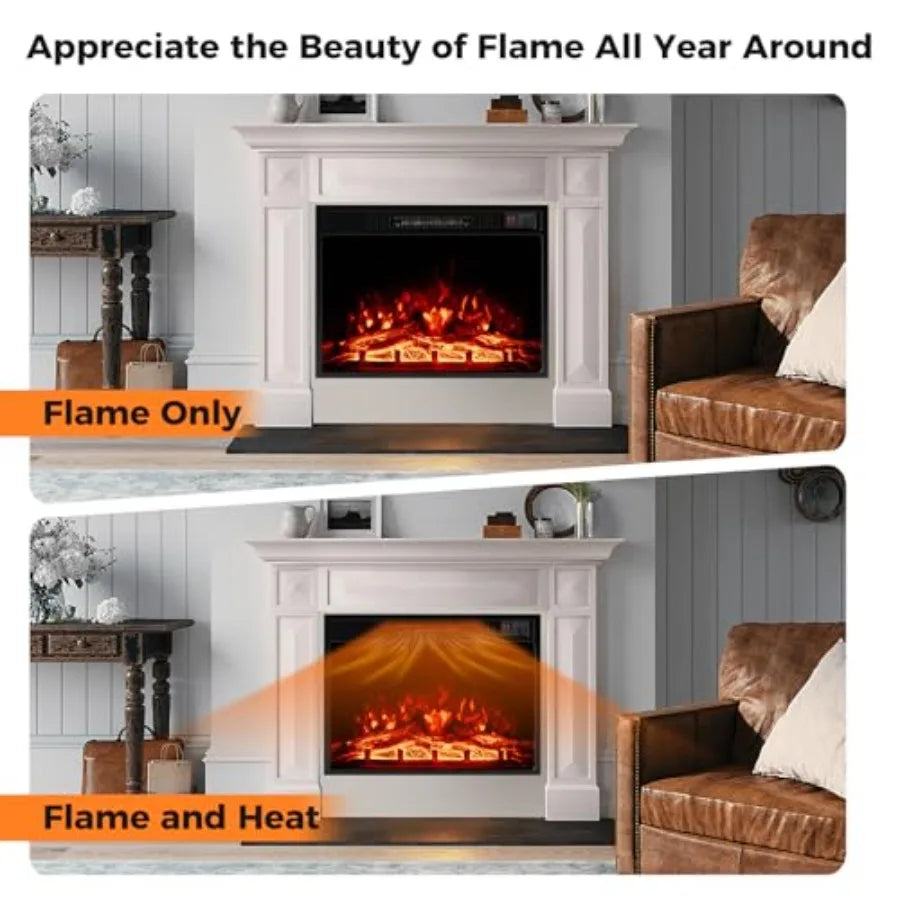 23 Electric Fireplace 5 000 BTU Fireplace Insert with Remote Control 3 Flame Colors Brightness Levels Recessed Fireplace Heater