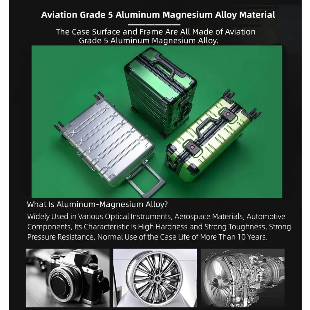 aluminum wheeled lockable carry-on luggage - airline approved hardshell metal suitcase