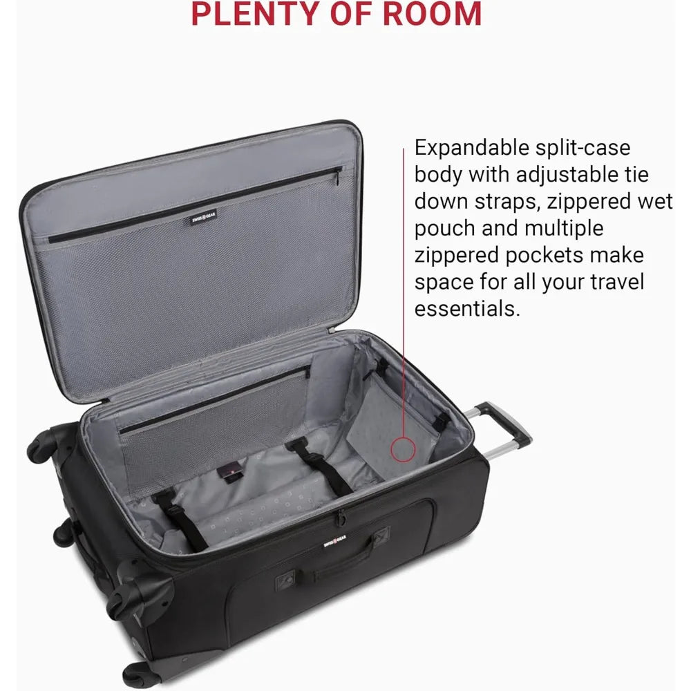 SwissGear Sion Expandable Softside Luggage, Black, Large Checked 29-Inch