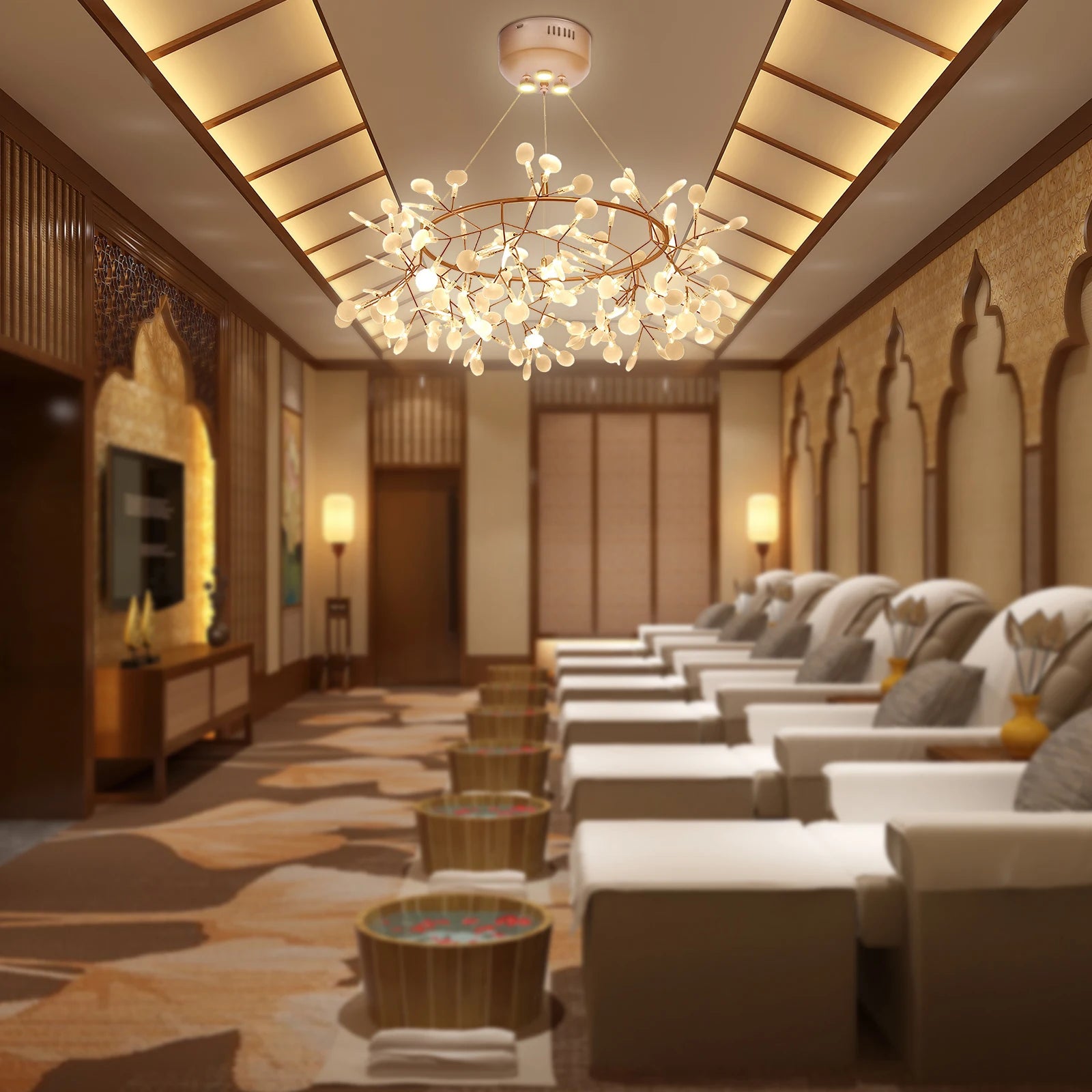 135 Heads Firefly Chandelier Pendant Lighting Fixture Ceiling Light，LED Acrylic Tree Branch Pendant Hanging Lamp, Bulb Included